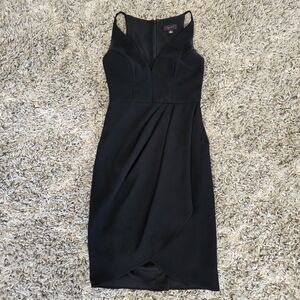 Aqua Black Sleeveless V Neck Formal Dress Zipper Closure Size 0